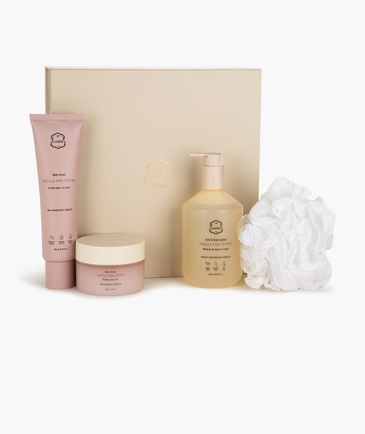 מארז רחצה מפנק במיוחד ונילה פינק פפר