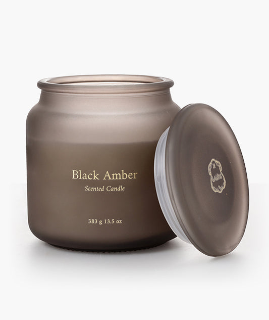 נר זכוכית ענבר שחור